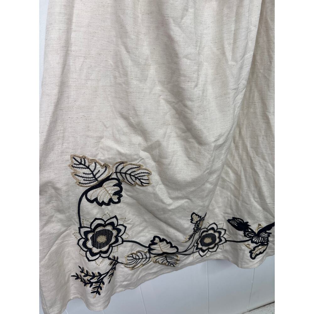 Boston Proper Linen Floral Embroidered Off Shoulder Shift Dress XL Flax Cream - Picture 6 of 10